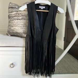 Lamarque Collection Leather Fringe Vest - Size XS